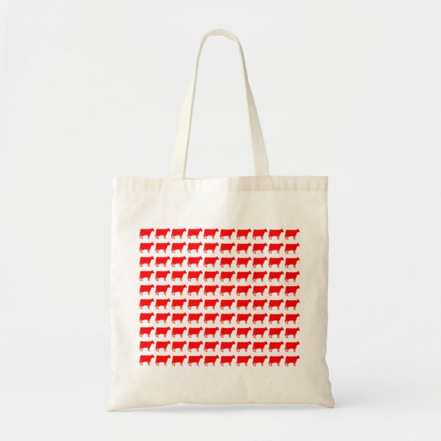 100 Cows - Red Tote Bag (Front)