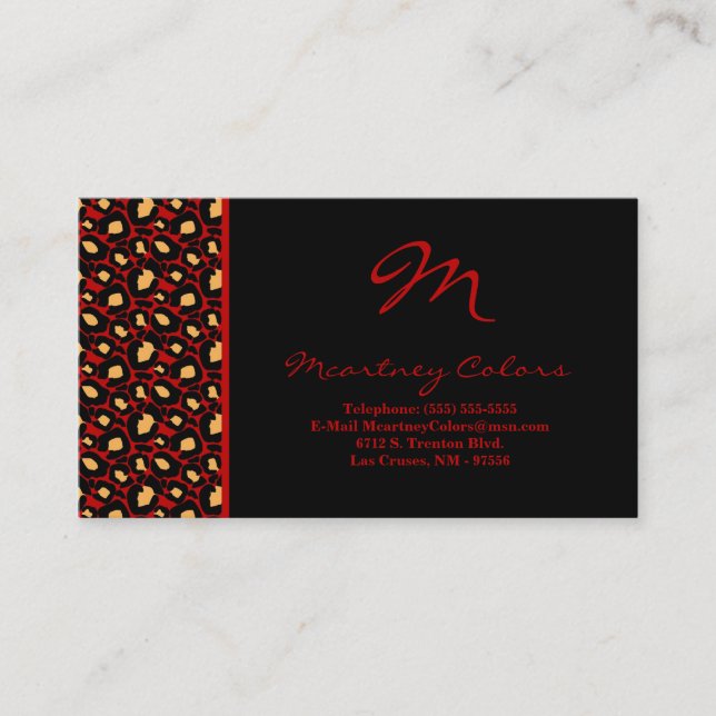 100 Crimson Red Cheetah Print Business Card (Front)