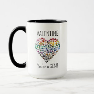 100+ Crystals Gems Minerals Valentines Day Heart Mug