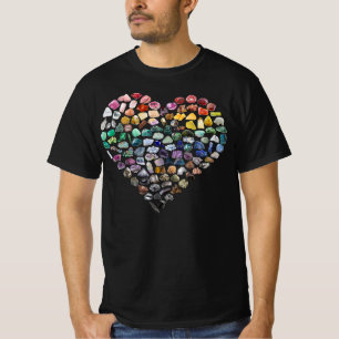 100+ Crystals Gems Minerals Valentines Day Heart T-Shirt