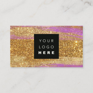 100 Custom Logo QRCODE Gold Glitter Glitter Pink Business Card