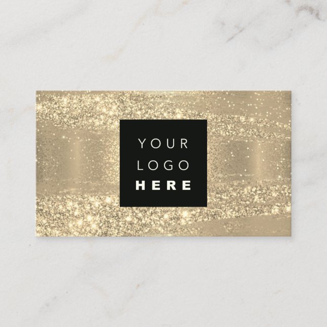 100 Custom Logo QRCODE Gold Glitter Strokes Business Card (Front)