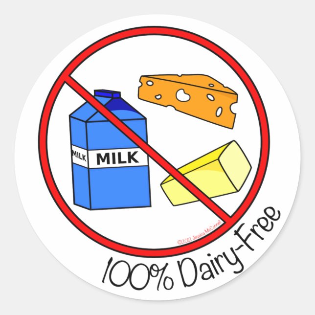 “100% Dairy Free” Stickers (Small) (Front)
