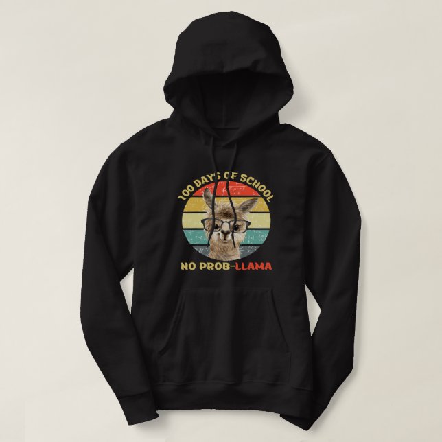 100 Day Of School No Probllama Llama Alpaca Math N Hoodie (Design Front)