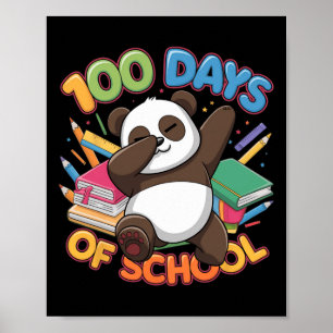 100 Day Of School Panda Dabbing Crew Kids Teacher Poster