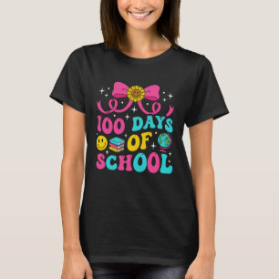 100 Day of School Teacher Coquette Bow Girls Women T-Shirt