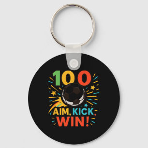 100 Days Aim Kick Win Soccer Celebration Key Ring