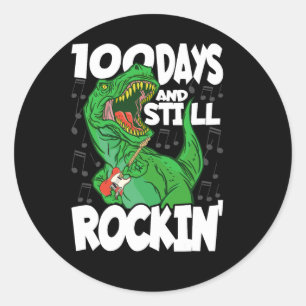 100 Days And Still Rockin - 100 Days Of School Din Classic Round Sticker