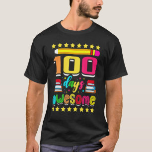 100 Days Awesome Colorful School Pencil Kids Study T-Shirt
