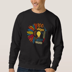 100 Days Brighter 100 Days Light Bulb Teacher Stud Sweatshirt