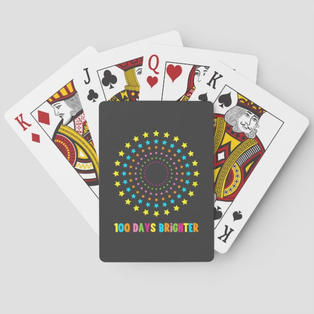 100 Days Brighter 100th Day Of School  Playing Cards (Back)