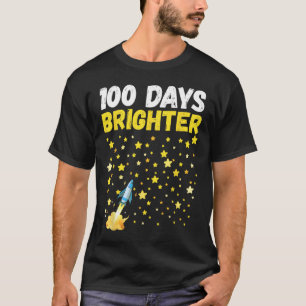 100 Days Brighter 100th Day Of School Stars Rocket T-Shirt