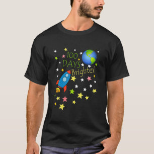 100 Days Brighter 100Th Day Of School Stars Rocket T-Shirt