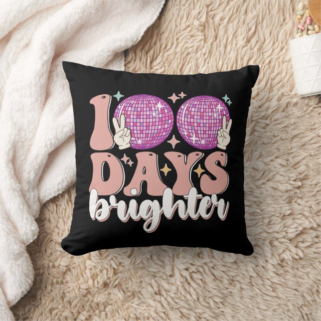 100 Days Brighter Disco Ball 100th Day Of School Cushion (Blanket)