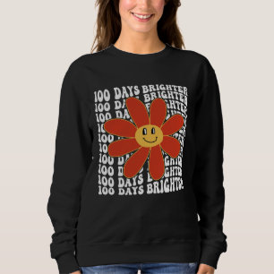 100 Days Brighter   Groovy Flower Smile Happy Kids Sweatshirt