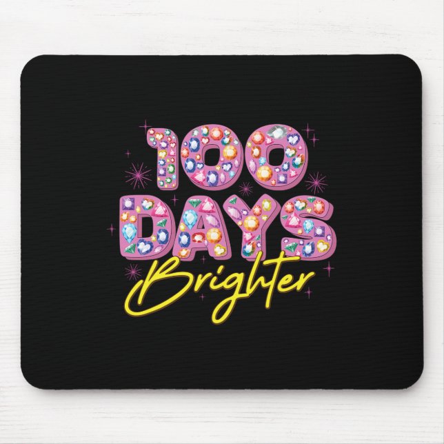 100 Days Brighter Happy 100th Day Of School Diamon Mouse Pad (Front)