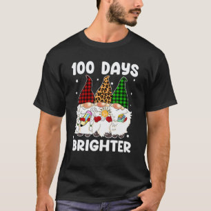 100 Days Brighter Happy 100th Day Of School Gnome T-Shirt