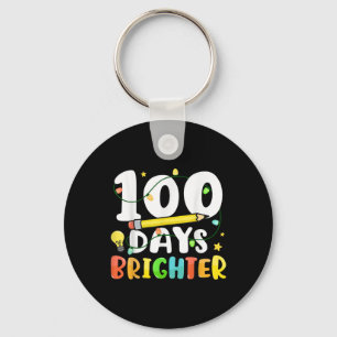 100 Days Brighter Happy 100th Day Of School Key Ring
