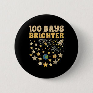 100 Days Brighter Kids 100th Day Of School Stars 6 Cm Round Badge
