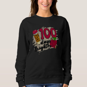 100 Days Brighter Leopard 100th Day of School Teac Sweatshirt