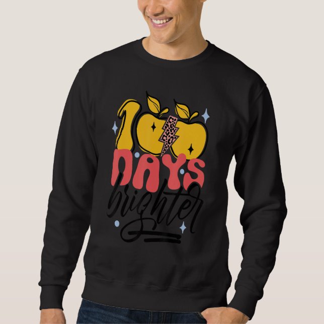 100 Days Brighter Lightning Bolt Teacher 100th Day Sweatshirt (Front)