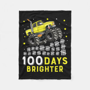 100 Days Brighter Monster Truck 100 Days Of School Fleece Blanket