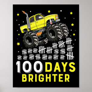 100 Days Brighter Monster Truck 100 Days Of School Poster