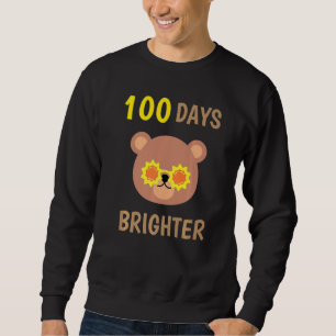 100 Days Brighter Of School Cute Bear With Sunglas Sweatshirt