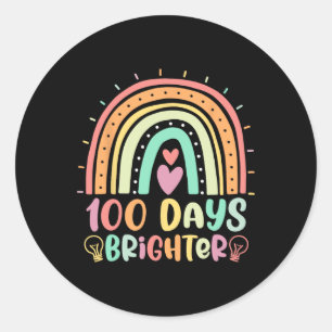 100 Days Brighter Rainbow Happy 100th Day Of Schoo Classic Round Sticker