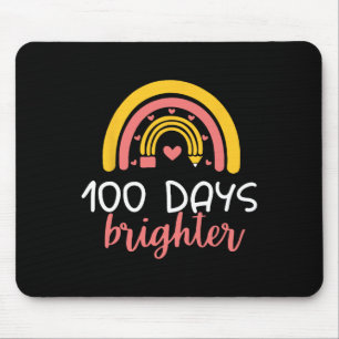 100 Days Brighter Rainbow Teacher Girl 100th Day O Mouse Pad