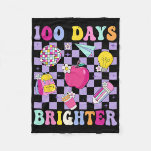 100 Days Brighter Retro Disco 100th Day Of School Fleece Blanket