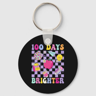 100 Days Brighter Retro Disco 100th Day Of School Key Ring