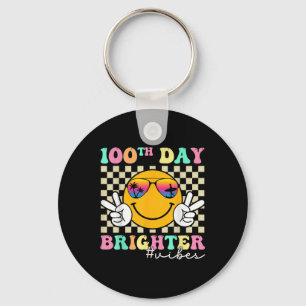 100 Days Brighter Smile Face 100th Day Of School Key Ring