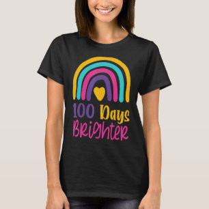 100 Days Brighter Teacher Girls 100 Days Of School T-Shirt