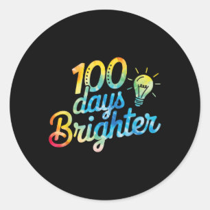 100 Days Brighter Teacher Kids 100th Day Of Classic Round Sticker