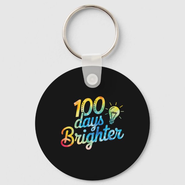 100 Days Brighter Teacher Kids 100th Day Of Key Ring (Front)