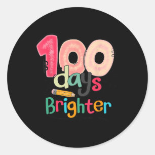 100 Days Brighter Teacher Student Happy 100th Day Classic Round Sticker