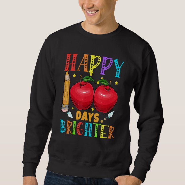 100 Days Brighter Teachers Kids Boys Happy 100 Day Sweatshirt (Front)