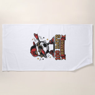 100 Days Bruh Soccer Dabbing Shirt Design_1 Beach Towel