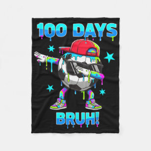 100 Days Bruh Youth Boys Soccer Dabbing 100th Day Fleece Blanket