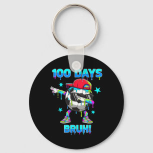 100 Days Bruh Youth Boys Soccer Dabbing 100th Day Key Ring