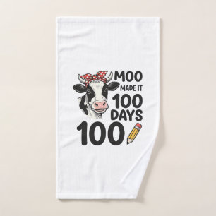 100 Days Cow Shirt Vintage Engraving School Design Hand Towel