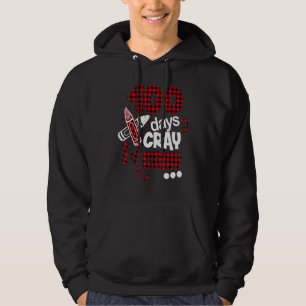 100 Days Cray Cray Buffalo Plaid Teacher Teaching Hoodie
