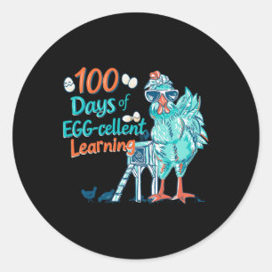 100 Days Egg-stra Smarter Teacher Kids 100th Day O Classic Round Sticker