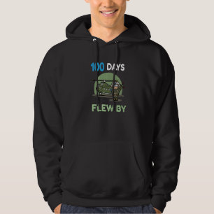 100 Days Flew By 100 Days Of School  helicopter  4 Hoodie