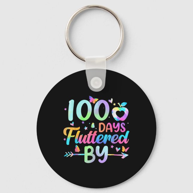 100 Days Fluttered By - 100th Day Of School Key Ring (Front)