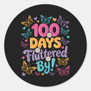 100 Days Fluttered Kids 100th Day Of School Classic Round Sticker