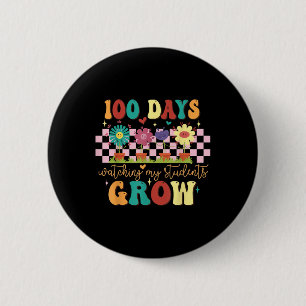 100 Days Growing Boho Flowers Teacher 100th Day 6 Cm Round Badge
