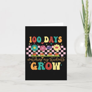 100 Days Growing Boho Flowers Teacher 100th Day Card
