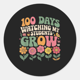 100 Days Growing Boho Flowers Teacher 100th Day Of Classic Round Sticker